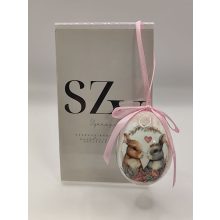Húsvéti Tójás Akasztós Nyuszi Pár Szivecskével Mintával (6cm)
