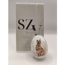 Húsvéti Tójás Akasztós Barna Nyuszi Mintával (6cm) 