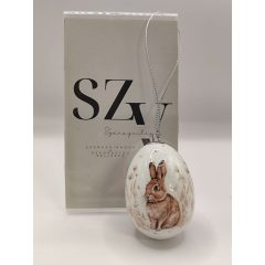 Húsvéti Tójás Akasztós Barna Nyuszi Mintával (6cm) 