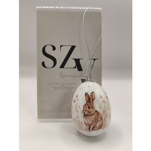 Húsvéti Tójás Akasztós Barna Nyuszi Mintával (6cm)
