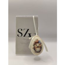 Húsvéti Tójás Akasztós Virágos Sünivel Mintával (6cm)