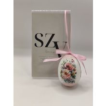 Húsvéti Tójás Akasztós Rózsaszín Virágokkal Mintával(6cm)