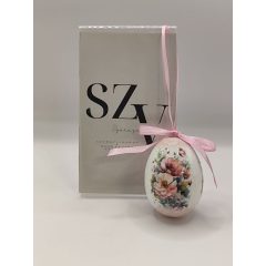   Húsvéti Tójás Akasztós Rózsaszín Virágokkal Mintával(6cm)