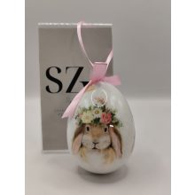 Húsvéti Tójás Akasztós Nyuszi Virágos Fejdísz Mintával 2. (9 cm)