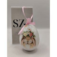   Húsvéti Tójás Akasztós Nyuszi Virágos Fejdísz Mintával 2. (9 cm)