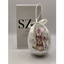 Húsvéti Tójás Akasztós Nyuszi Virágokkal Mintával(9cm)