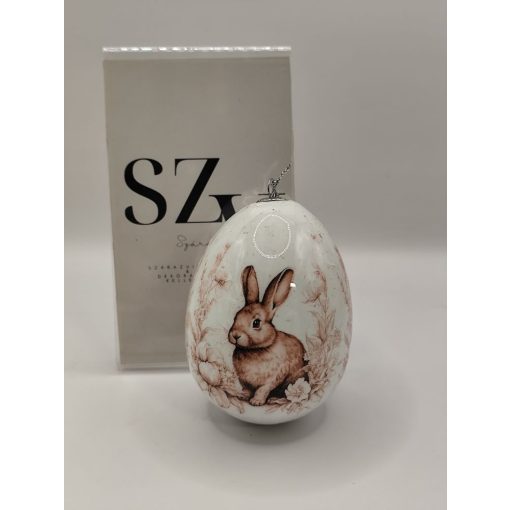 Húsvéti Tójás Akasztós Barna Nyuszi Mintával 1. (9cm)