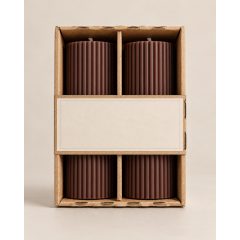 Sötétbarna bordás henger szójaviasz gyertya 2 db, 50 × 150 mm, dobozban