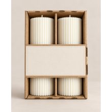 Fehér bordás henger szójaviasz gyertya 2 db-os szett, 50 × 150 mm, dobozban