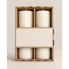 Fehér bordás henger szójaviasz gyertya 2 db-os szett, 50 × 150 mm, dobozban