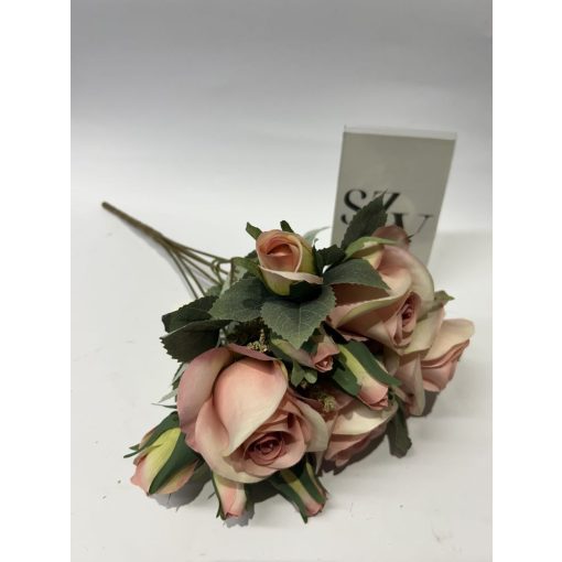 Rózsa Csokor Bimbóval 7 ágas Rózsaszin