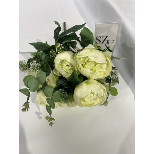 Peonia csokor rezgővel 7 virágú Krém