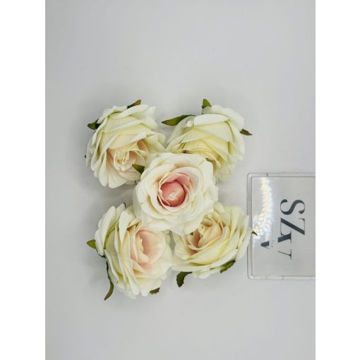 Rózsa Fej Krém-Rózsaszín Cirmos 6 cm (24 db)