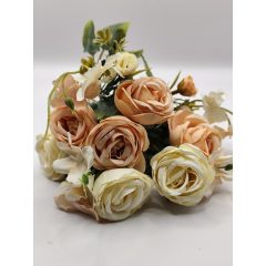 Rózsa csokor 7 virágos antikolt krém barack