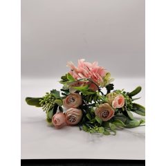 Boglárka csokor hortenziával-rezgővel rózsaszín