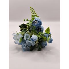 Boglárka csokor hortenziával-rezgővel baba-kék